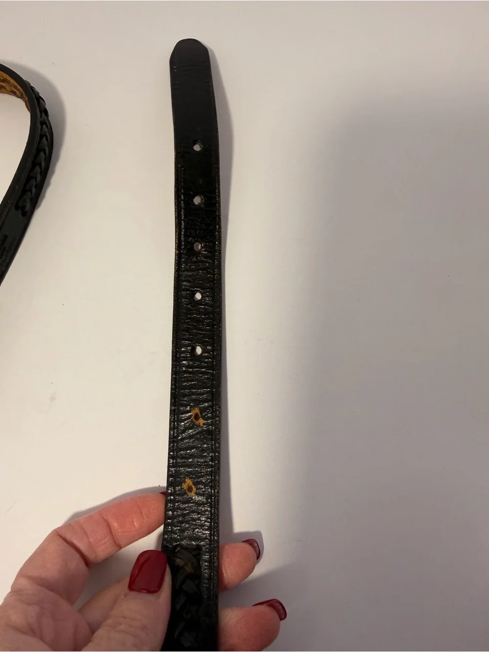 RM Mexico Vintage Black Hand-Laced Braided Leather Belt Strap Sz 36